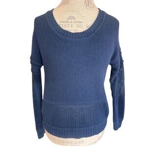 Splendid knit sweater. Blue long sleeve, open and tight knit, size S